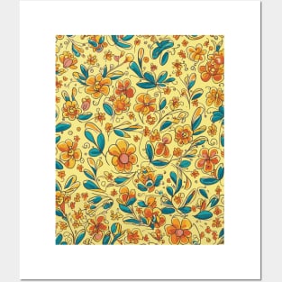 Floral Pattern Colorful Cartoon: Colorful Floral Whirlwind Posters and Art